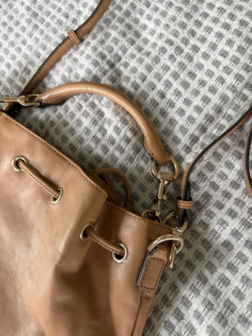 Rebecca Minkoff Tan Leather Drawstring Shoulder Bag